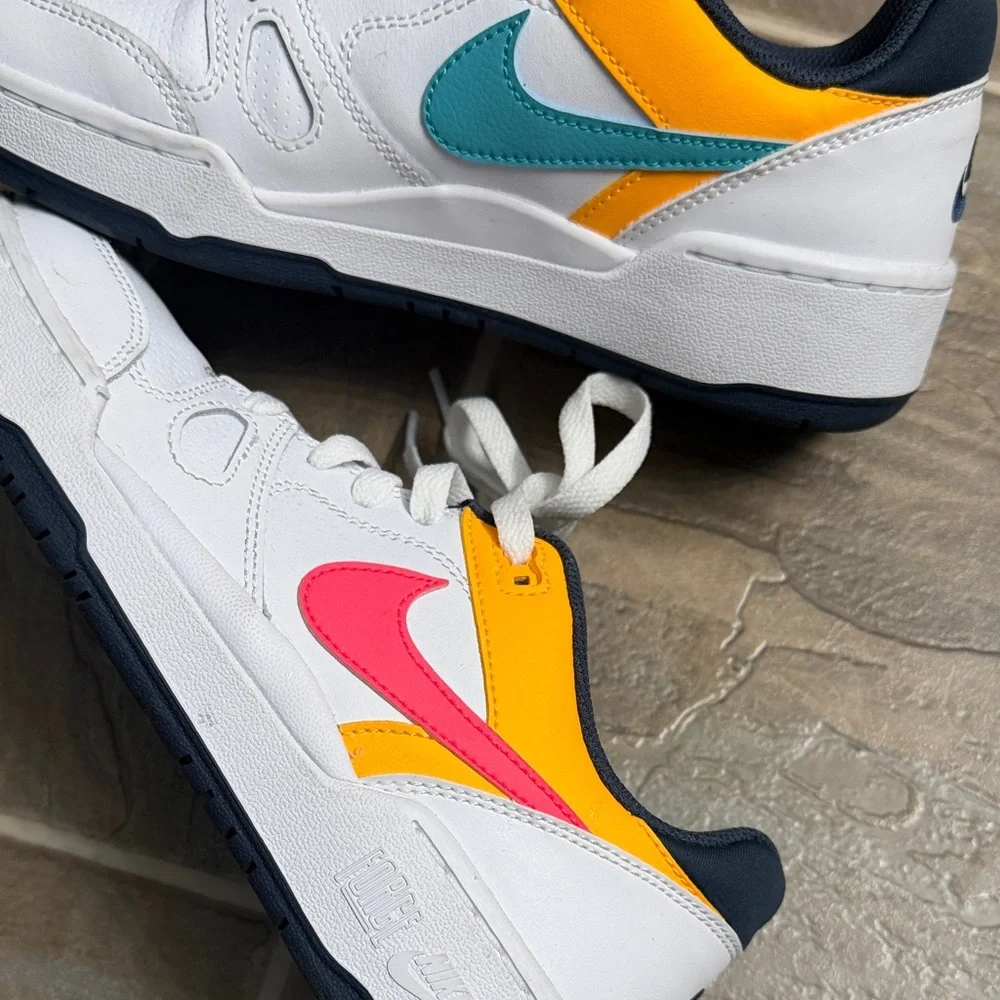 Nike Full Force Low White Sneakers with Pink and Orange Accents - Picture 6 of 8